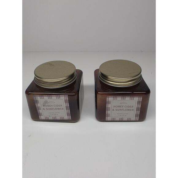 HONEY CIDER & SUNFLOWER SCENTED JAR CANDLE FALL 3oz SINGLE WICK 2 PACK - Picture 1 of 3